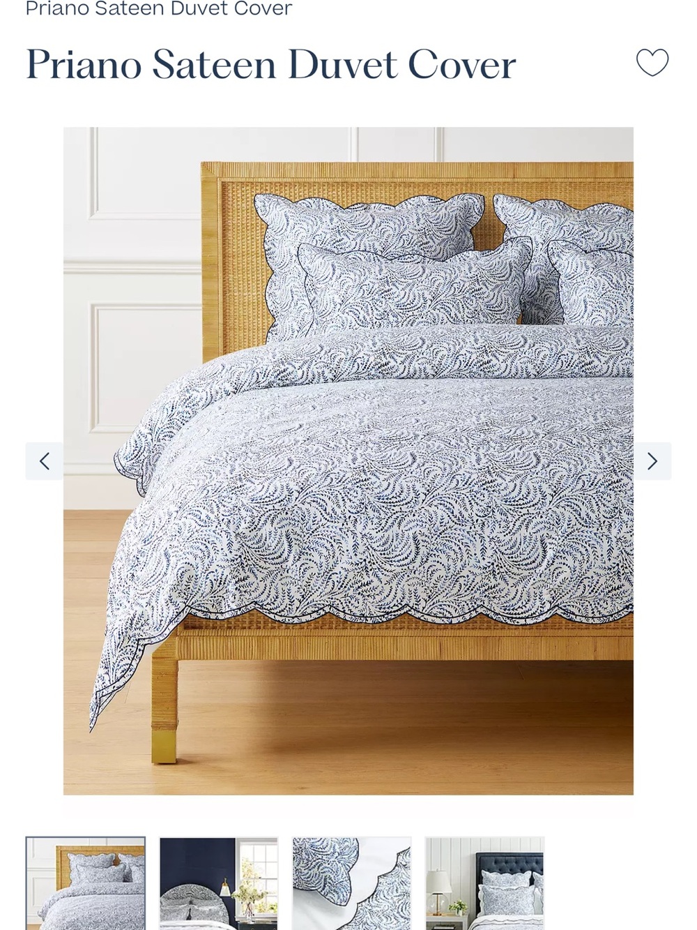 Serena & Lily Navy Priano Queen Duvet Cover with 2 standard priano shams